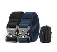 BESTKEE 2 Pacchi Cintura Tattica, 3,8 cm Cinghia da per Impieghi Gravosi, Fibbia in Metallo a Sgancio Rapido, Cintura da Lavoro, Cintura Militare, Regalo con Custodia Tattica