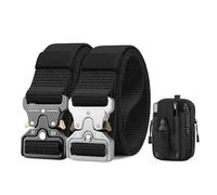 BESTKEE 2 Pacchi Cintura Tattica, 3,8 cm Cinghia da per Impieghi Gravosi, Fibbia in Metallo a Sgancio Rapido, Cintura da Lavoro, Cintura Militare, Regalo con Custodia Tattica