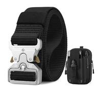 BESTKEE Cintura Tattica, 3,8 cm Cintura da Lavoro Militare, Cintura in Nylon Resistente con Fibbia Metallica a Rilascio Rapido, Regalo con Sacca Tattica MOLLE