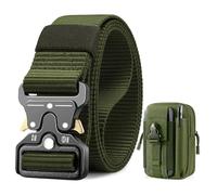 BESTKEE Cintura Tattica, 3,8 cm Cintura da Lavoro Militare, Cintura in Nylon Resistente con Fibbia Metallica a Rilascio Rapido, Regalo con Sacca Tattica MOLLE