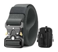 BESTKEE Cintura Tattica, 3,8 cm Cintura da Lavoro Militare, Cintura in Nylon Resistente con Fibbia Metallica a Rilascio Rapido, Regalo con Sacca Tattica MOLLE