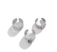 Bestleey Set di anelli grossi vintage personalizzati punk Hollow Open Finger Ring oro argento impilabile anello a fascia anello zircone cristallo anello multistrato set di anelli per uomini e donne
