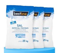 BESTLINE 3 sacchi sale per piscina, sale marino umido ideale per mantenere l'acqua chiara e pulita, 75 kg
