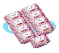 BESTLINE Salviette umidificate, cura e idratazione profonda, fibre ultra morbide, ideali per pelli sensibili, profumi freschi (rosa, 9 confezioni da 120 pezzi)