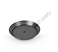 Bestlivings Bistecchiera Ø 30 cm - Padella forata per verdure con manico pieghevole - Rivestimento antiaderente - per verdure, pesce, carne - cestino per barbecue falò