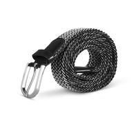 Bestlivings Hemy - Cintura elastica in tessuto intrecciato, cintura elastica senza fori, unisex, regolabile, bianco e nero, 125 cm
