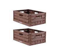 Bestlivings Scatola pieghevole stabile, 2 pezzi, design in legno, 40 x 30 x 16,3 cm (lunghezza x larghezza x altezza), impilabile, cestino per la spesa pieghevole da 16 l, robusta cassetta pieghevole,