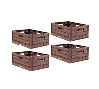 Bestlivings Scatola Pieghevole Stabile, 4 Pezzi, Design in Legno, 40 x 30 x 16,3 cm, Impilabile, Cestino da 16 L, Robusta, per Verdure