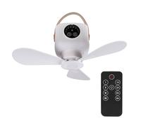 Bestlivings Ventilatore da soffitto portatile con batteria e luce - Ventilatore USB da 3600mAh con telecomando, 4 velocità, timer, silenzioso, portatile per campeggio, giardino, interno