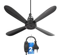 Bestlivings Ventilatore da soffitto portatile da appendere con gancio, silenzioso 25 dB, 5 W a basso consumo, Ø 40 cm con 4 pale removibili, cavo 2 m con interruttore, spina UE 220-240 V