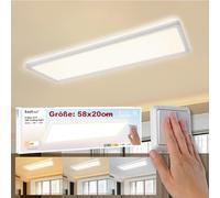 BestLuz Lampada da soffitto a LED, a tre livelli, CCT, 3000 K/4000 K/6500 K, 58 x 20 cm, 24 W, 3000 lm, IP44, con effetto retroilluminazione, pannello LED per soggiorno, cucina, bagno, ultra sottile