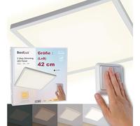 BestLuz Lampada da soffitto quadrata a LED, 42 cm, 24 W, 2800 lm, a tre livelli, dimmerabile, pannello da soffitto, bianco neutro, 4000 K, con effetto retroilluminazione, bagno, camera da letto,