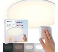 BestLuz Plafoniera a LED Lampara da Soffitto, Ø42CM, Rotonda, 24W 2800LM 3 Livelli Dimmerazione Luce Bianca Neutra 4000K, con Effetto Retroilluminazione, per Bagno, Camera da Letto, Soggiorno, Cucina