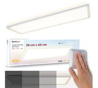 BestLuz Plafoniera a LED Piatta, 58x20CM 24 W 3000 LM Dimmerazione 3 Livelli Luce Bianca Neutra 4000K Rettangolare con Effetto Retroilluminazione, Per Bagno, Camera da Letto, Soggiorno, Cucina
