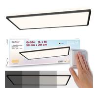 BestLuz Plafoniera LED Piatta Rettangolare 58x20CM 24W 3000LM Tre Livelli di Dimmerazione Nero Pannello LED Bianco Neutro 4000K Con Effetto Retroilluminazione Bagno Camera da Letto Soggiorno Cucina