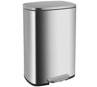 BestOffice Pattumiera da cucina da 50 l, con coperchio per ufficio, camera da letto, bagno, passo, pattumiera a prova di impronte digitali, in acciaio inox spazzolato