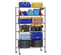 BestOffice Scaffali commerciali in metallo resistente, 45,7 x 122,7 x 192,7 cm, organizer per garage, scaffale portaoggetti regolabile, capacità 2,721,6 kg, nero