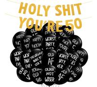 BestoFun Decorazioni per 50° compleanno per lui o lei oro decorazione per feste di compleanno palloncini abusivi 30° compleanno forniture per feste Holy Shit You're 50 Birthday Banner Decorazione per