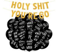 BestoFun Decorazioni per 60° compleanno per lui o lei oro decorazione per feste di compleanno palloncini abusivi 40° compleanno forniture per feste Holy Shit You're 60 Birthday Banner Decorazione per