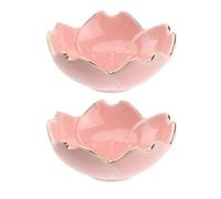 BESTOMZ 2 Pezzi Ciotola Condimento Fiore in Ceramica Rosa, Set | Salsa e Condimenti, Forma Fiore di Ciliegio, per Picnic e Campeggio, Adatta a Snack e Insalata