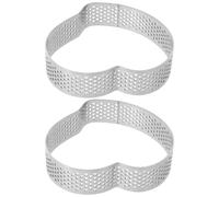 BESTOMZ 2 Pezzi Tortiera a Cuore in Acciaio Inox Microforata | Superficie Antiaderente, Rilascio Facile, Resistente alla Deformazione, per Dolci di Nozze e Pratica Casalinga