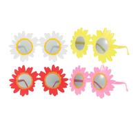 BESTOMZ 4 Occhiali da Sole Girasole Divertenti per Feste Hawaiane, Accessori per Photobooth Colorati Rosso Giallo Bianco Rosa, Occhiali a Forma di Fiore per Balli e Vacanze Tropicali