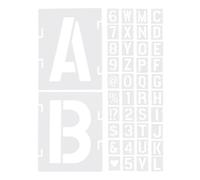 BESTOMZ 42 Pezzi Stencil per Pittura Alfabeto e Numeri in Pet Bianco | Decorazione Hand Account e Wall Painting, senza Odore, Set di Modelli per Lettere Corsive e Segni