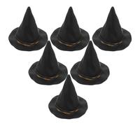 BESTOMZ 6 Pezzi Cappelli da Strega Topper per Bottiglie per Party a Tema Neri Mini in Plastica Accessori Halloween per Feste per Decorazioni di Bottiglie Vino