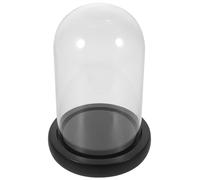 BESTOMZ Base Espositiva in Legno Nero con Cupola in Vetro Trasparente 9x15 Cm per Fiori Secchi, Copertura Protettiva Artigianale Antiscivolo per Decorazioni da Scrivania Casa Ufficio Bar