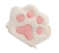 BESTOMZ Borsa da Viaggio in Peluche a Forma di Orso Tracolla a Catena, Borsa Portaoggetti Bianca per Donna, per Shopping, Lavoro e Uso Quotidiano