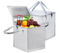 BESTOMZ Borse Termiche per Alimenti Grandi 2 Pezzi con Isolamento in Lamina e Manici Rinforzati, Sacchetti la Spesa Isolati Riutilizzabili per Picnic, Campeggio e Grigliate,