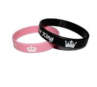 BESTOMZ Braccialetti Coppia in Silicone 4 Pezzi Nero e Rosa Stampe Romantiche per Decorazione Polso e Festa di San per Uomo e Donna