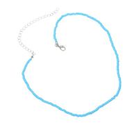 BESTOMZ Collana Semplice e Chic Donna Perline di Riso Blu in Metallo Elegante per Festa in Spiaggia o Incontro tra Amiche