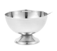 BESTOMZ Coppa Gelato in Acciaio Inox 200ml Argento con Forchetta | Riutilizzabile, Stabile e Semplice, per Dessert, Yogurt e Gelato, Contenitore Compatto da Tavola