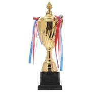 BESTOMZ Coppa Premio in Metallo Base in Plastica Oro 30 Cm | Design Coppa Dorata, per Gare Scolastiche e Campo Atletico, Riconoscimento per Giocatori, Simbolo D'onore