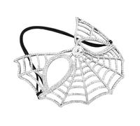 BESTOMZ Maschera da Donna in Lega con Pietre Luccicanti Argento a Motivo Ragnatela, Comoda e Versatile per Feste, Matrimoni e Serate di Carnevale in Stile Europeo