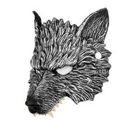 BESTOMZ Maschera Mezza Faccia Lupo Nera in Pu per Halloween e Cosplay, Maschera Realistica e Creativa per Feste e Travestimenti di Carnevale