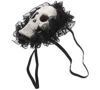 BESTOMZ Maschera Occhi Punk Gotica a Forma di Teschio con Pizzo Nero, Fascia Elastica Leggera, Accessorio Vintage per Cosplay e Feste di Halloween