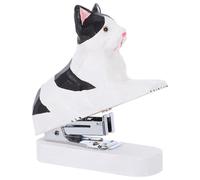 BESTOMZ Mini Cucitrice da Tavolo in Legno Design Animale Gatto, Spillatrice Manuale Compatta e Studenti, Portatile per Scuola, Ufficio e Cancelleria Creativa