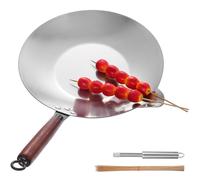 BESTOMZ Padella per Sciogliere Zucchero in Acciaio Inossidabile con Beccuccio e Manico Confortevole, Wok a Fondo Piatto con Corer e Bastoncini per Feste e Festival