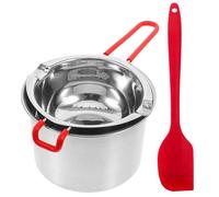 BESTOMZ Pentola per Bagnomaria 600ml in Acciaio Inossidabile Manico Ergonomico e Spatola, per Sciogliere Grasso e Cera, Adatta a Cucina e Produzione di Candele Colore Colore Casuale