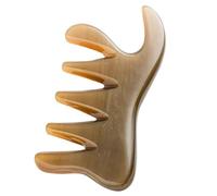 BESTOMZ Pettine Massaggiante in Corno di Bufalo a 5 Denti per Viso e Schiena, Strumento Guasha a Forma di Coda, Massaggio e Scraping per Anziani