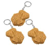 BESTOMZ Portachiavi Accessori Simpatici Creativo a Forma di Pollo Fritto 3 Pezzi in Plastica Oro , Portatile e Distintivo per Borse e Chiavi per Back To School Party