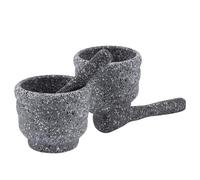 BESTOMZ Set 2 Pezzi Mortaio e Pestello per Cucina con Effetto Pietra, Ergonomico e Resistente, per Preparazione Pasti e Spezie