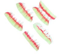 BESTOMZ Set 5 Denti Artificiali Zombie Luminescenti per Halloween, Accessori Trucco Cosplay Horror, Dentiera Monouso Ecologica per Feste e Scherzi Notturni Stile Casuale