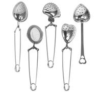 BESTOMZ Set 5 Pezzi Infusori per Tè Sfuso in Acciaio Inossidabile con Foro Piccolo e Alta Resistenza al Calore, Filtro per Tè con Manico Adatto per Tisane e Spezie Colore Colore Casuale