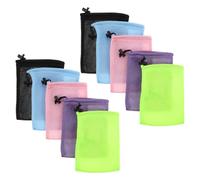 BESTOMZ Set da 10 Pezzi Piccole Borse a Rete in Nylon Coulisse, Borsa Sportiva Ventilata Leggera e Lavabile, Organizer Compatto per Palestra, Scuola e Viaggi