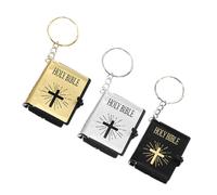 BESTOMZ Set di 3 Portachiavi con Miniatura della Bibbia in Plastica e Ferro, Design Unico e Resistente, per Esprimere la Fede Cristiana come Regalo Significativo