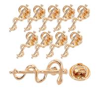 BESTOMZ Spilla Distintivo a Forma di Serpente in Lega Dorata, Set da 10 Pezzi, Simbolo Caduceo Medico per Infermieri e Dottori, Accessorio Professionale da Appuntare su Camicia e Zaino