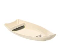 BESTOMZ Vassoio per Sushi a Forma di Barca in Beige 10,2 Pollici | Contenitore per Nigiri e Hand Roll, Superficie Liscia, Facile da Pulire, per Pasti Quotidiani e Celebrazioni